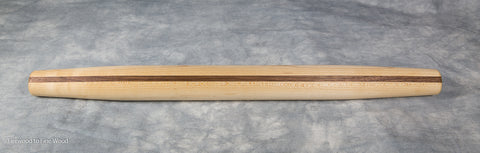 French Rolling Pin, Maple with Walnut Accent
